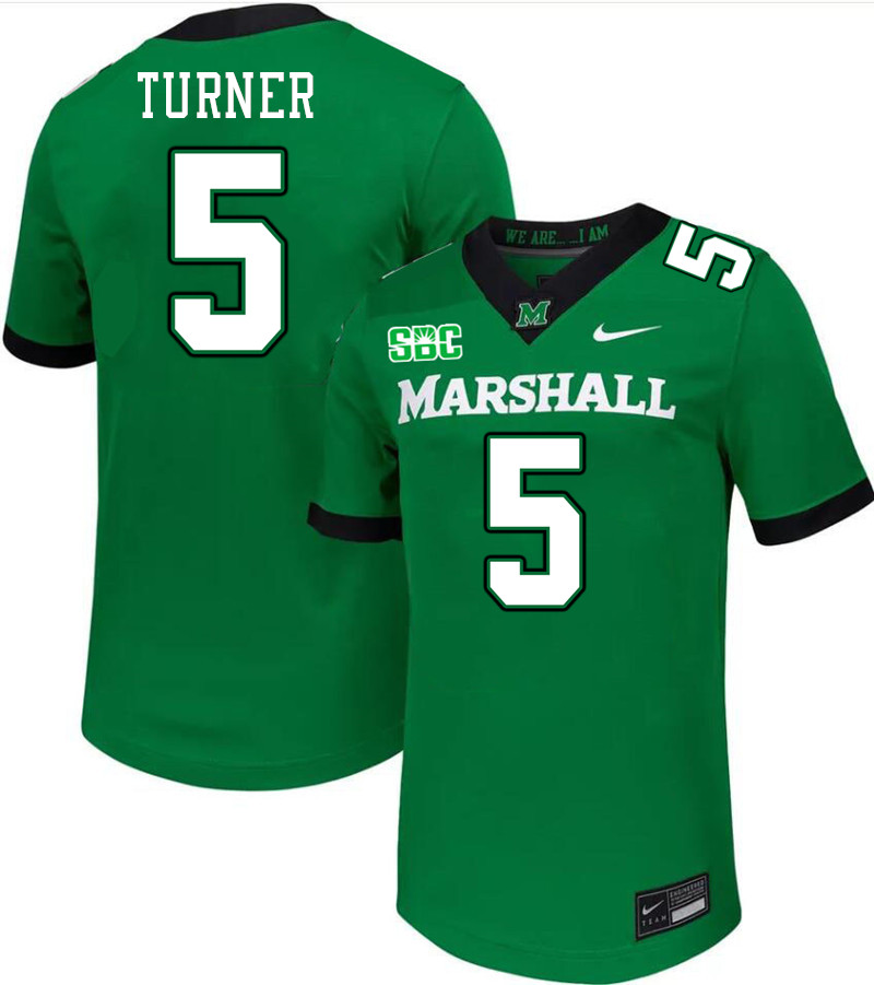 Men #5 A.J. Turner Marshall Thundering Herd SBC Conference College Football Jerseys Stitched-Green